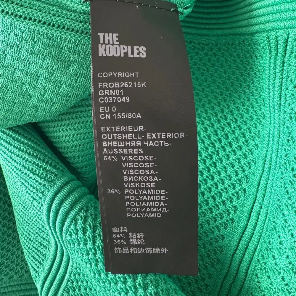 The Kooples | NWT Kelly Green Knit Pointelle Fit & Flare Dress Size 0/XS - Picture 12 of 12